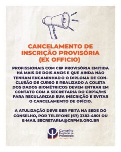 Cancelamento de Inscrição Provisória (Ex officio) – Novembro de 2025