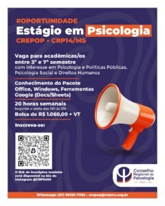 OPORTUNIDADE:  Estágio em Psicologia | CREPOP – CRP14/MS