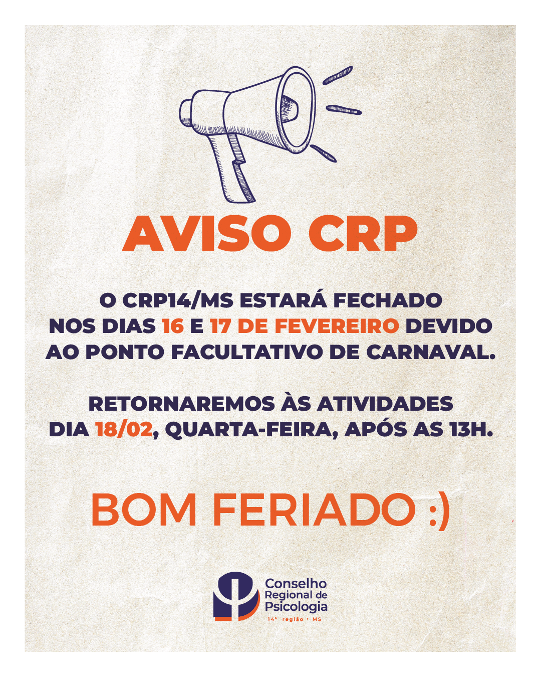 Você está visualizando atualmente Informe – Expediente durante o Carnaval