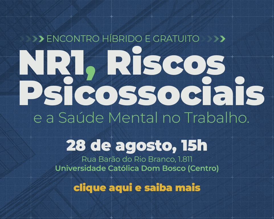 No momento, você está visualizando CRP14/MS promove evento sobre NR-1 e riscos psicossociais no trabalho com vagas presenciais limitadas